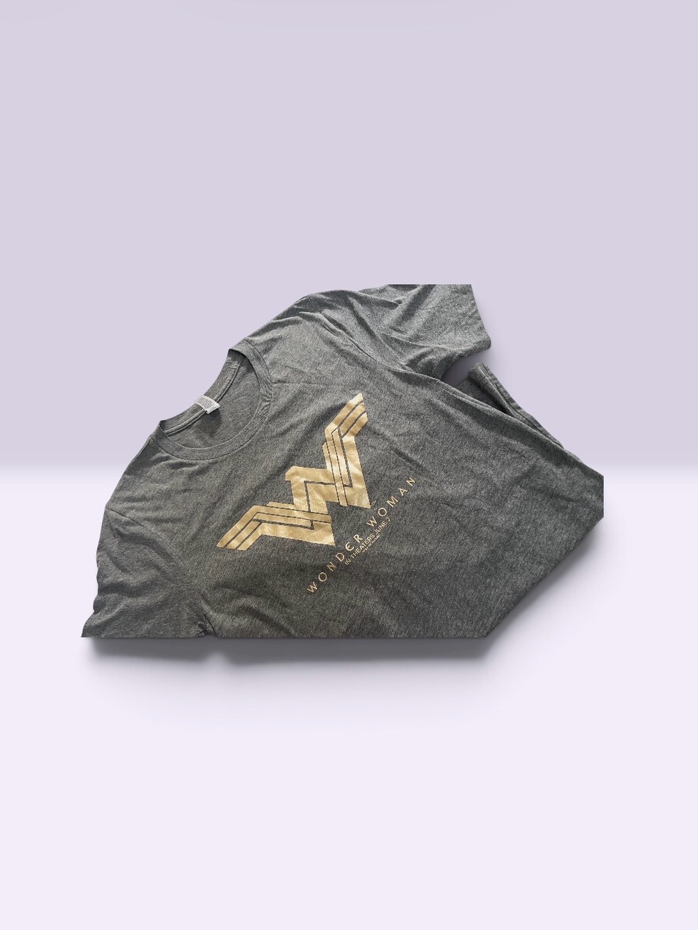 Canvas Wonder Woman Graphic Tee - Gray with Gold Logo Size S 16” PTP